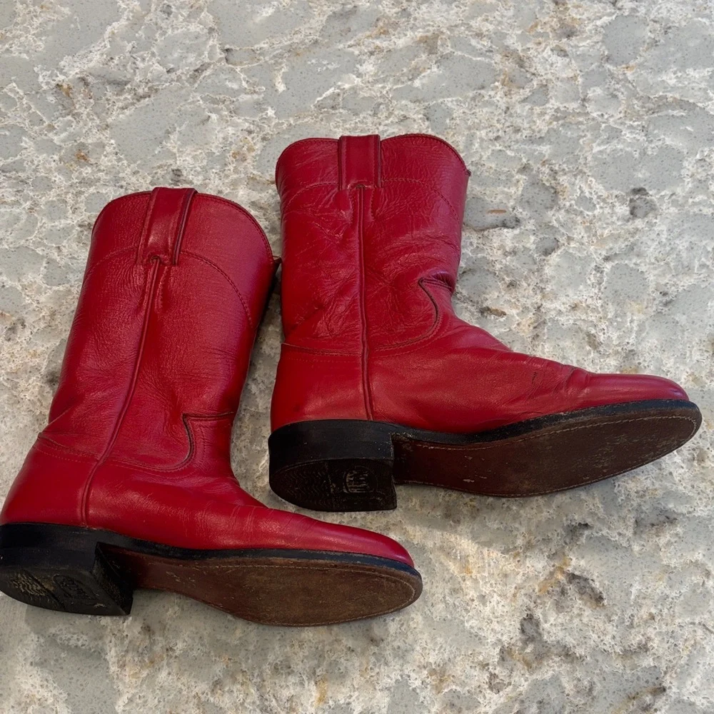 Justin Boots Red Heeled Women's Boots 4A - Picture 2 of 8